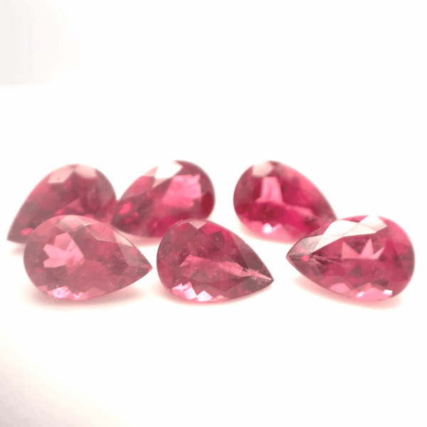 Lot 6 Rubellites poire 7,75ct