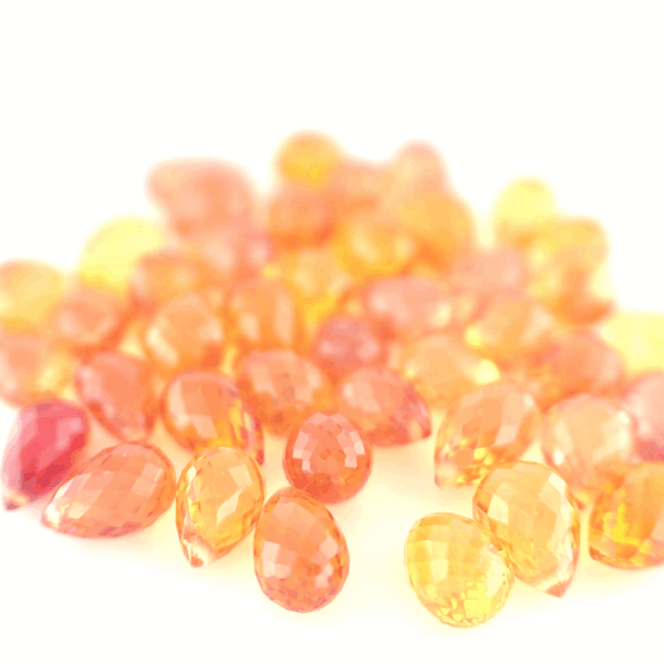 Lot Saphirs jaunes oranges briolette 29,90ct